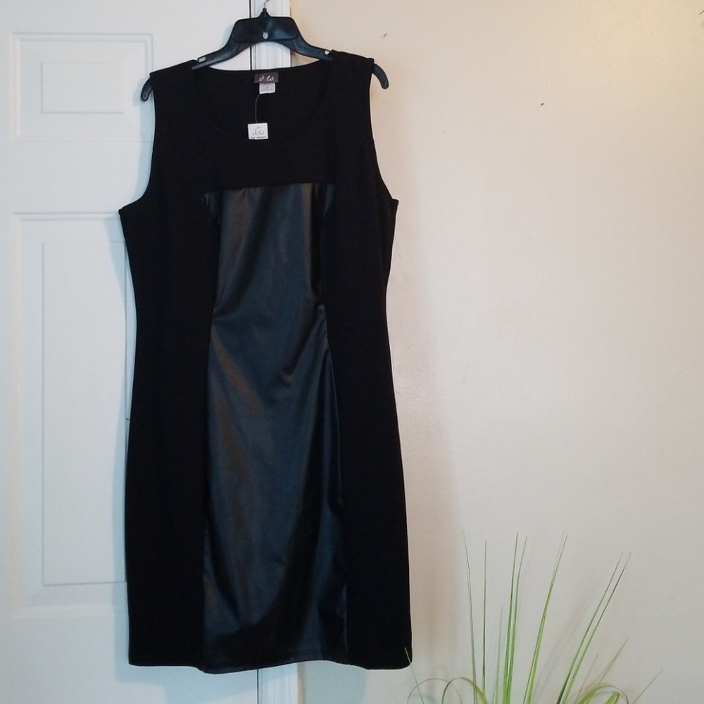 Black dress with faux leather (fake)